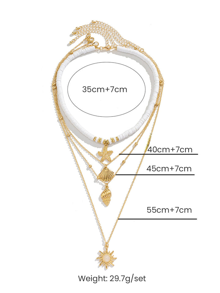 Náhrdelník se hvězdicí z jižního Pacifiku, vícevrstvý, zlatý