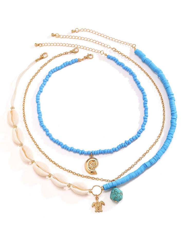 Náhrdelník s vícero vrstvami Bora Bora s korálky z mušlí - Zlatý