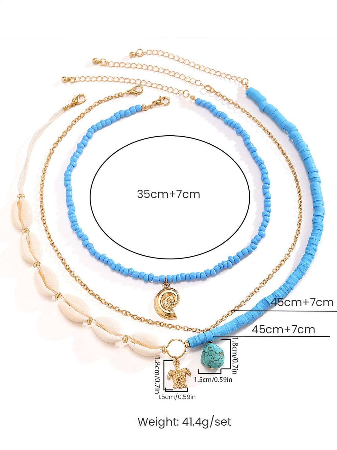 Náhrdelník s vícero vrstvami Bora Bora s korálky z mušlí - Zlatý